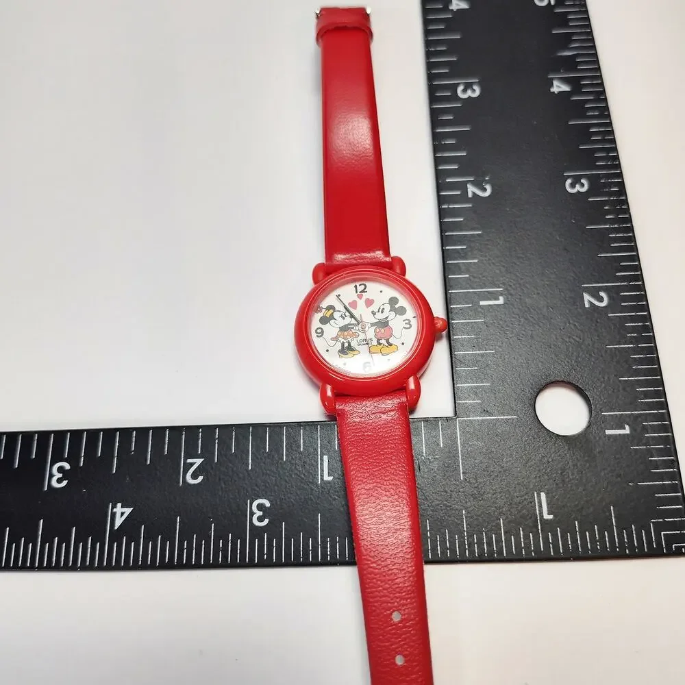 Vintage Mickey Mouse Minnie Lorus Watch w Box Red